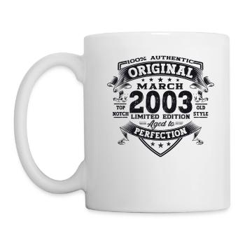 20. Geburtstag Mann Original März Jahrgang 2003 - Tasse - Weiß - Links