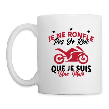 Je Ne Ronfle Pas Je Rêve Que Je Suis Une Moto - Mug blanc - blanc - Gauche
