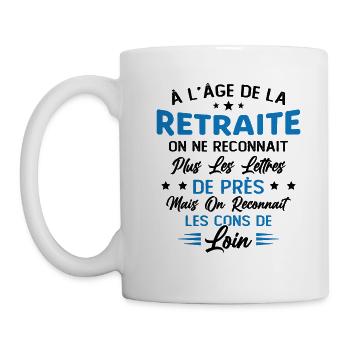 Avec l'age on reconnaît les cons de loin - Mug blanc - blanc - Gauche