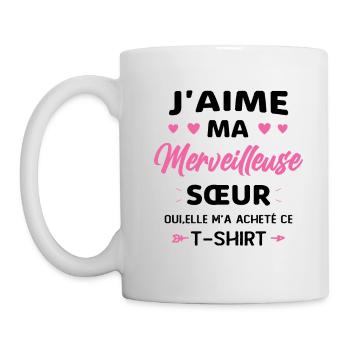 Femme Amour Super Soeur Humour J'aime Ma Sœur - Mug blanc - blanc - Gauche