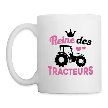 Drôle Femme Reine Agricultrice Tracteur Cadeau - Mug blanc - blanc - Gauche