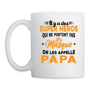 Il y a Des Super Héros On les Appelle Papa Cadeau - Mug blanc - blanc - Gauche