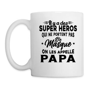 Il y a Des Super Héros On les Appelle Papa Cadeau - Mug blanc - blanc - Gauche