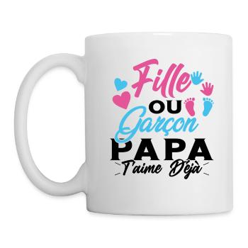 Fille ou Garçon PapaT'aime déjà Annonce Futur Papa - Mug blanc - blanc - Gauche