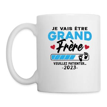 Je vais Être Grand Frère 2023 idée cadeau - Mug blanc - blanc - Gauche