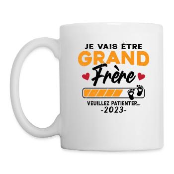 Je vais Être Grand Frère 2023 idée cadeau - Mug blanc - blanc - Gauche