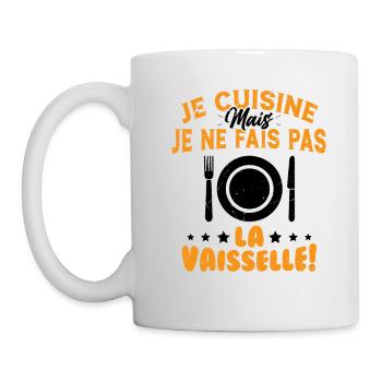 Je Cuisine Mais Je Ne Fais Pas La Vaisselle Humour - Mug blanc - blanc - Gauche