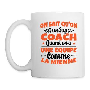 On Sait Qu'on est un Super Coach Cadeau Entraineur - Mug blanc - blanc - Gauche