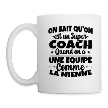 On Sait Qu'on est un Super Coach Cadeau Entraineur - Mug blanc - blanc - Gauche