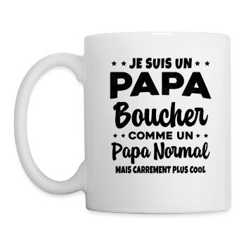 Homme Papa Boucher Humour Cadeau - Mug blanc - blanc - Gauche