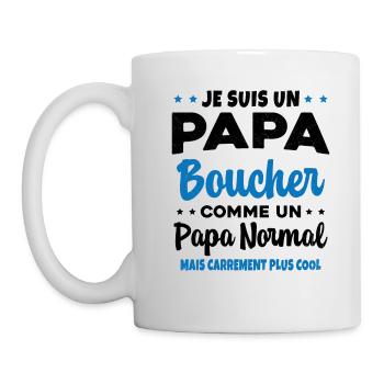Homme Papa Boucher Humour Cadeau - Mug blanc - blanc - Gauche