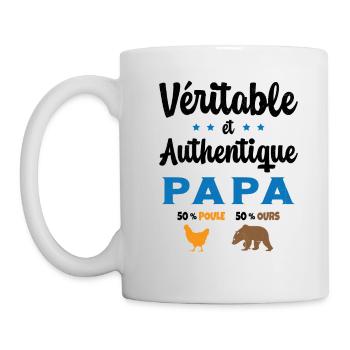 Homme Véritable et Authentique Papa Poule et Ours - Mug blanc - blanc - Gauche