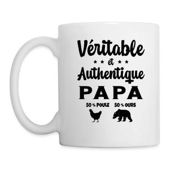 Homme Véritable et Authentique Papa Poule et Ours - Mug blanc - blanc - Gauche