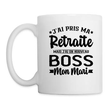 Femme Retraite J'ai Un Nouveau Patron Mon Mari - Mug blanc - blanc - Gauche
