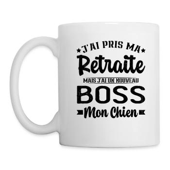 Ma Retraite J'ai Un Nouveau Patron Mon Chien - Mug blanc - blanc - Gauche