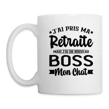J'ai Un Nouveau Boss Mon chat Humour Cadeau - Mug blanc - blanc - Gauche