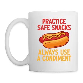 Üben Sie sichere Snacks, verwenden Sie immer ein Gewürz - Tasse - Weiß - Links