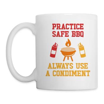 Üben Sie sicheres Grillen Verwenden Sie immer ein Gewürz - Tasse - Weiß - Links