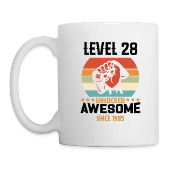 Level 28 abgeschlossen 1995 Geburtstagsgeschenk - Tasse - Weiß - Links