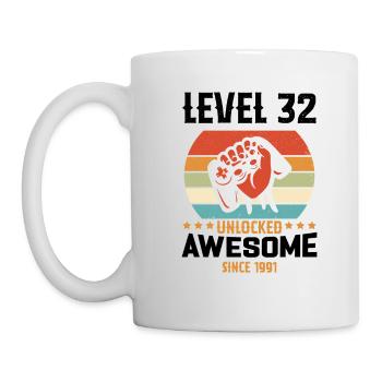 Level 32 abgeschlossen 1991 Geburtstagsgeschenk - Tasse - Weiß - Links