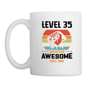 Level 35 komplettes Geburtstagsgeschenk von 1988 - Tasse - Weiß - Links