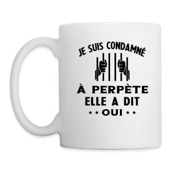 Homme Condamné à Perpète Humour Cadeau Futur Marié - Mug blanc - blanc - Gauche