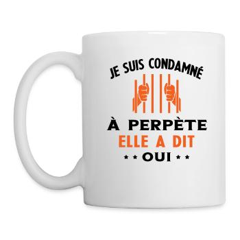 Homme Condamné à Perpète Humour Cadeau Futur Marié - Mug blanc - blanc - Gauche