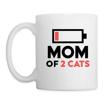 mutter von 2 katzen humor batterie niedrig geschenk - Tasse - Weiß - Links