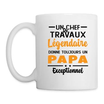 Chef de travaux légendaire drôle papa exceptionnel - Mug blanc - blanc - Gauche