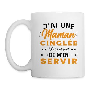 J'ai Une Maman Cinglée Humour Cadeau Pour Mère - Mug blanc - blanc - Gauche