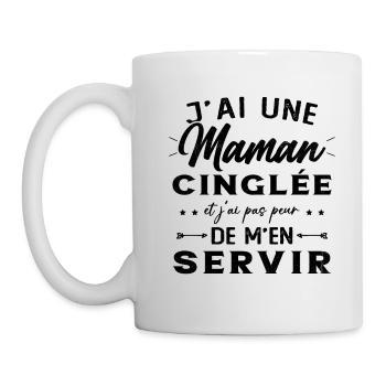 J'ai Une Maman Cinglée Humour Cadeau Pour Mère - Mug blanc - blanc - Gauche