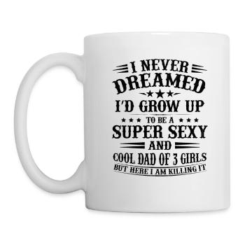 Super Papa de 3 filles Humour Cadeau - Mug blanc - blanc - Gauche
