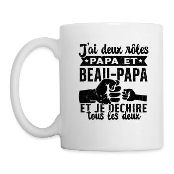 J'ai Deux Titres Papa et Beau Papa Cadeau - Mug blanc - blanc - Gauche