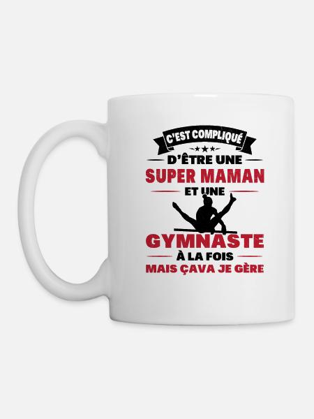 Super Maman Et Une Gymnast Cadeau Gymnastique - Mug blanc - blanc