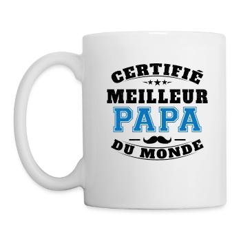 Certifié meilleur papa du monde - Mug blanc - blanc - Gauche