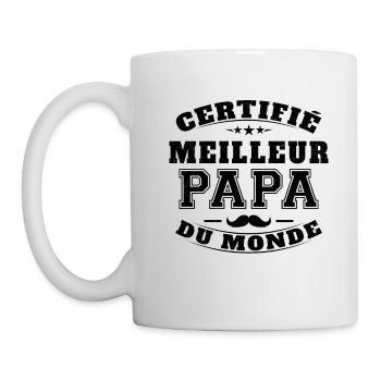 Certifié meilleur papa du monde - Mug blanc - blanc - Gauche