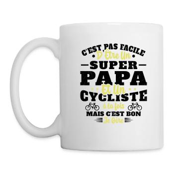 Super Papa Humour Cycliste Vélo Drole Cyclisme - Mug blanc - blanc - Gauche