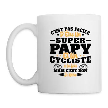 Super Papy Humour Cycliste Vélo Drole Cyclisme - Mug blanc - blanc - Gauche