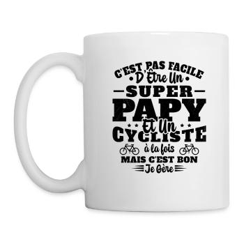 Super Papy Humour Cycliste Vélo Drole Cyclisme - Mug blanc - blanc - Gauche