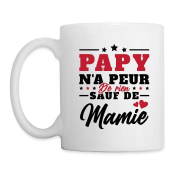 Homme Papi Papy Grand-père N'a Peur De Rien - Mug blanc - blanc - Gauche
