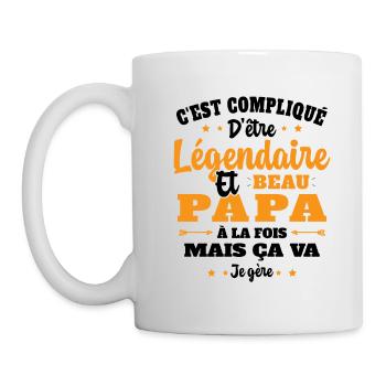 Légendaire et Beau Papa Cadeau Papa de l'année - Mug blanc - blanc - Gauche
