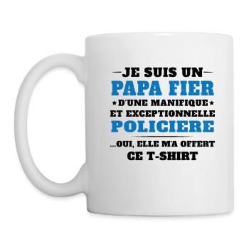 Je suis un Papa Fier d'une magnifique Policière - Mug blanc - blanc - Gauche