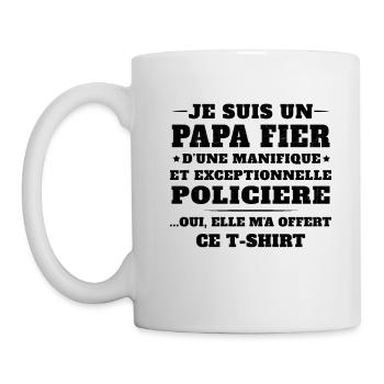 Je suis un Papa Fier d'une magnifique Policière - Mug blanc - blanc - Gauche