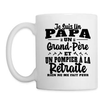 Cadeau de retraite drôle pour grand père pompier - Mug blanc - blanc - Gauche