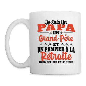 Cadeau de retraite drôle pour grand père pompier - Mug blanc - blanc - Gauche