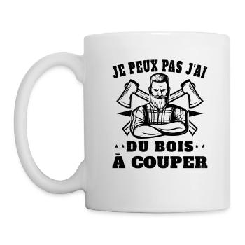 Je peux pas j'ai un arbre à couper - Mug blanc - blanc - Gauche