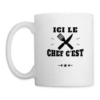 Ici Le Chef C'est Avec Nom Personnalisable - Mug blanc - blanc - Gauche