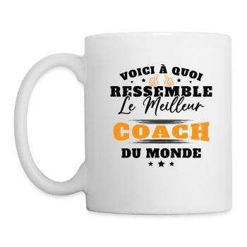 Meilleur Coach de Hand, Rugby, Foot Humour Cadeau - Mug blanc - blanc - Gauche