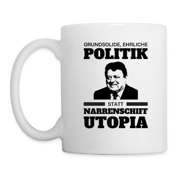 Franz Josef Strauß T-Shirt Narrenschiff Utopia CSU - Tasse - Weiß - Links
