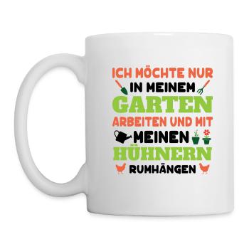 Gartenfreunde Geschenk Gartenliebhaber Garten Huhn - Tasse - Weiß - Links
